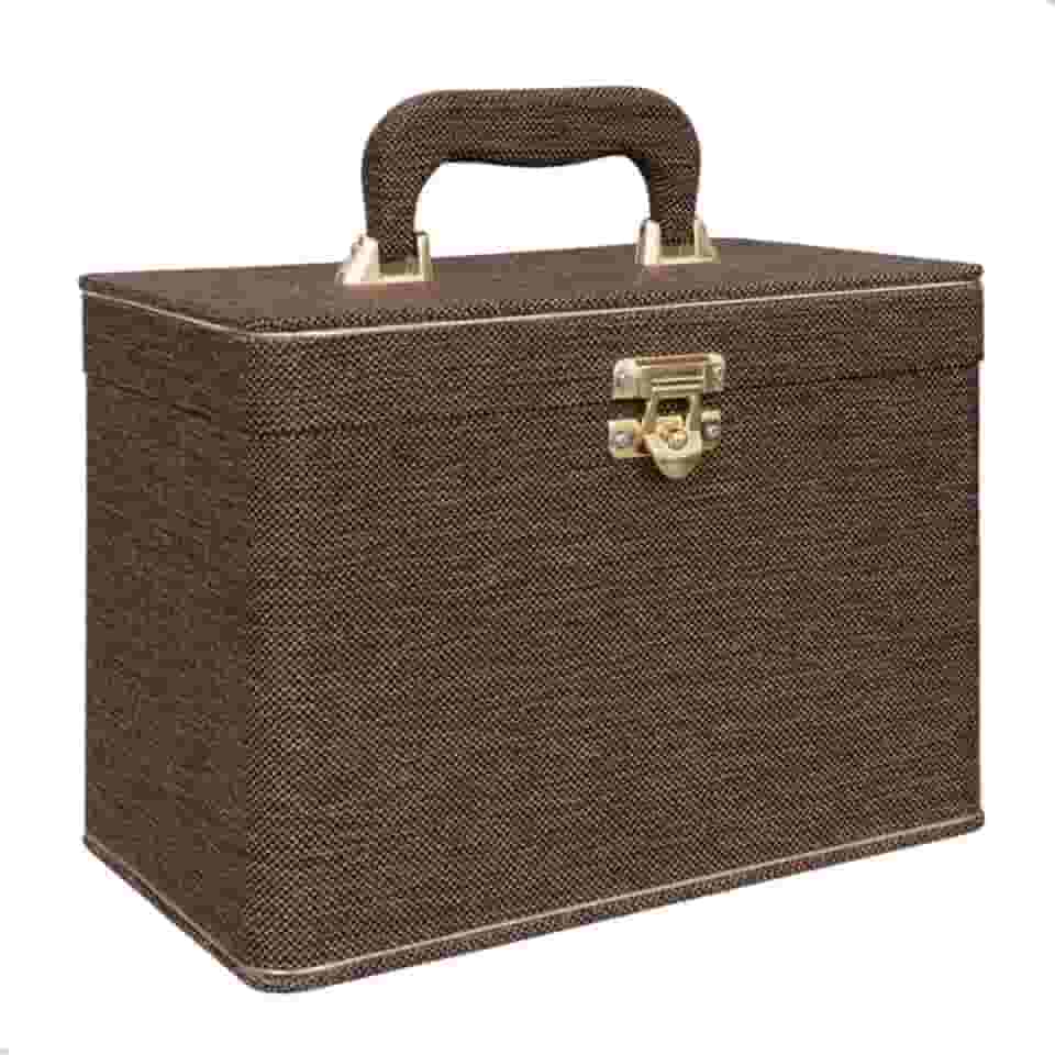 Maleta para 600 Fotos - 6 Álbuns fotográficos 10x15 JUTA MARROM Adulto Baú Box Luxo