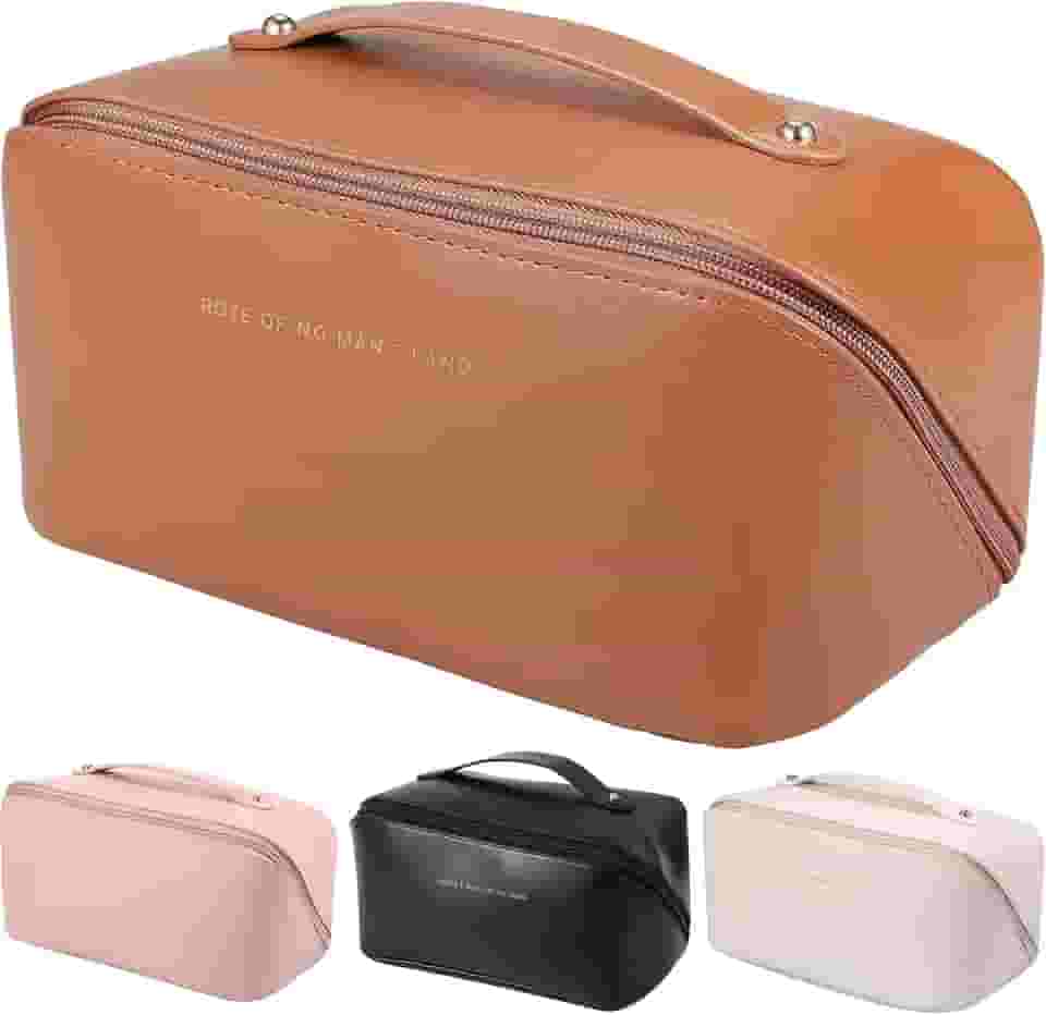 Necessaire Feminina Bolsa Cosmética Organizador Estojo de Maquiagem Grande Espaçosa Blogueira - Marca VIBRANT ® (Marrom)