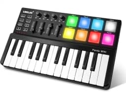 Teclado USB Worlde Panda MINI portátil, 25 teclas, controlador MIDI com almofada colorida