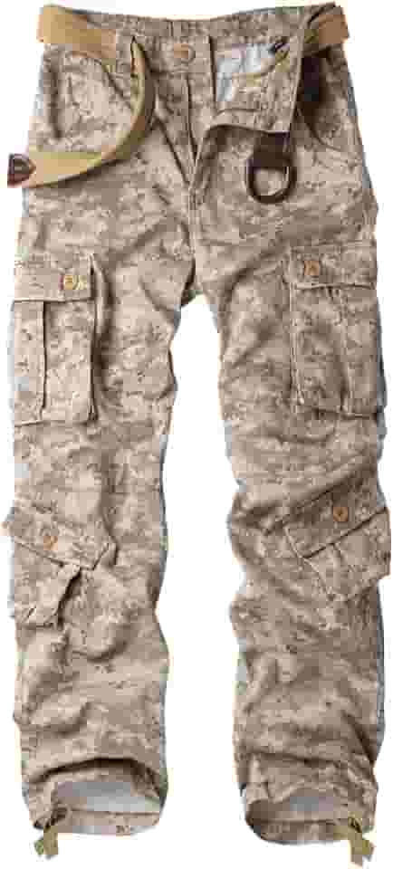 Calça cargo masculina casual militar militar camuflada para trabalho de combate com 8 bolsos