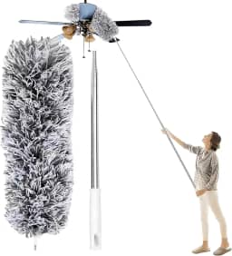 Espanador Extensível 2,8m Premium com Haste Inox Flexível – Microfibra Lavável Antipoeira para Limpeza de Teto, Casa, Escritório, Ventilador e Locais Altos