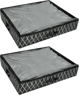 2 peças organizador de sapatos debaixo da cama, 28 pares, armazenamento de sapatos embaixo da cama, empilhável, recipiente para sapatos para economizar espaço embaixo da cama para casa