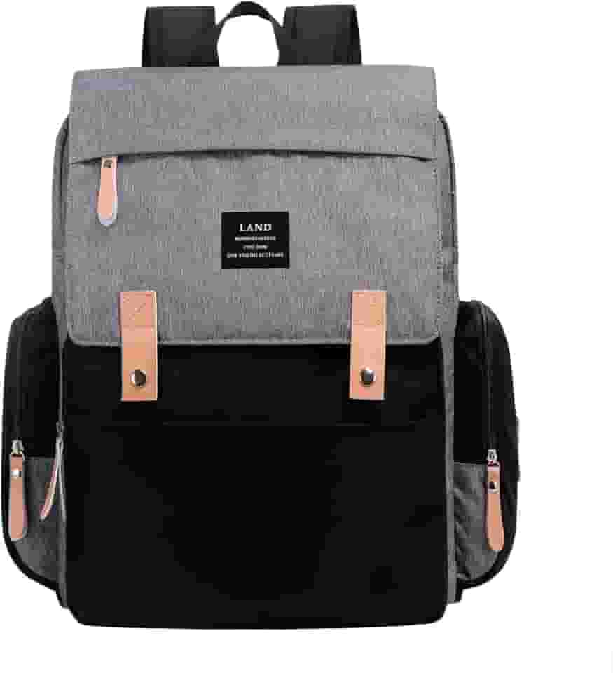 THE LAND Bolsa Mochila Maternidade, Original, Modelo Luxury, Marca d’água LANDUO, Até 7kg, 16 Bolsos Funcionais, Trocador, Ganchinhos, Impermeável, Térmica, Oxford 600D.