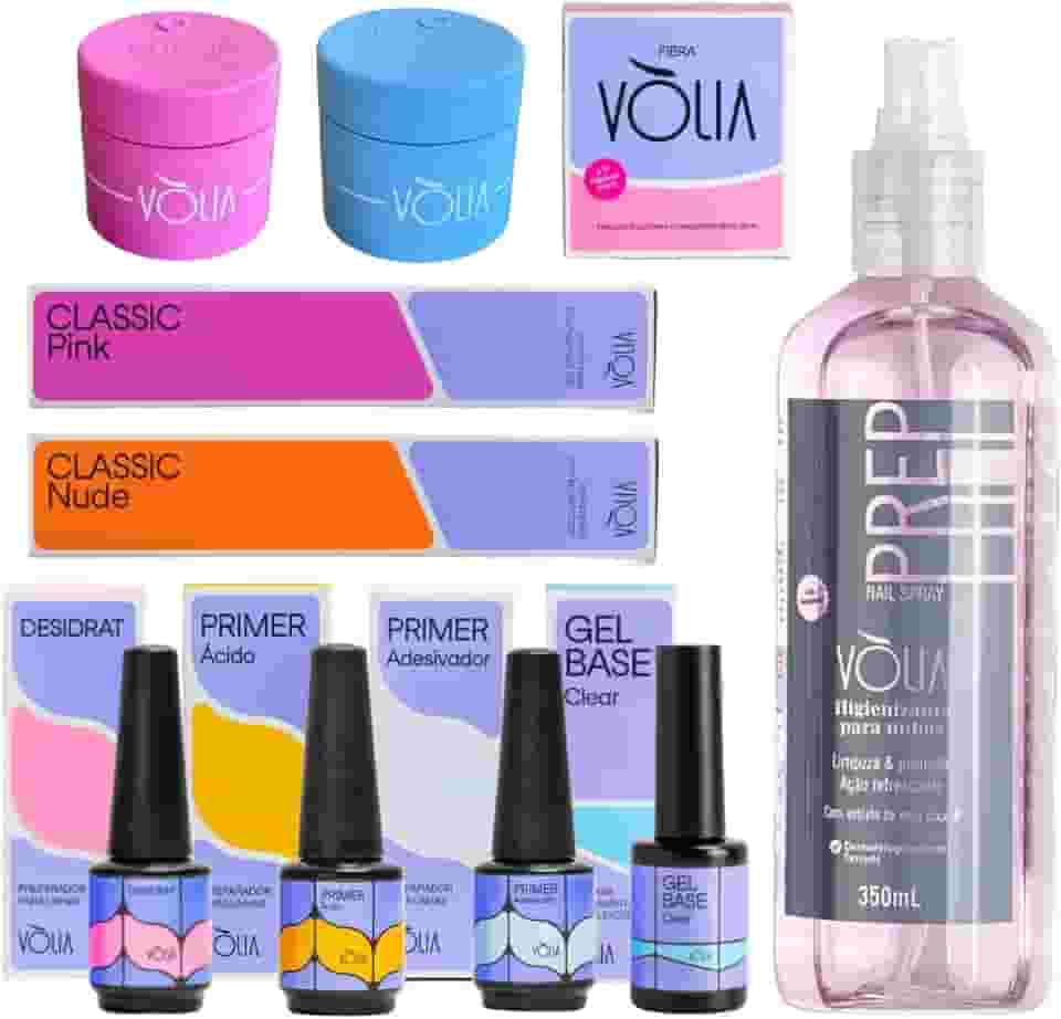 Kit Alongamento De Unhas Vòlia Iniciante Preparadores Gel Capa Base Prep Primer Linha Completa