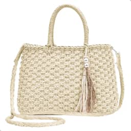 Bolsa De Palha Feminina Perola Alça Transversal Verão Acessório Praia