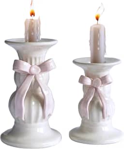 SEINHIJO 2 peças de castiçal cônico de cerâmica - Suporte de vela alto decorativo para decoração de festa de mesa de jantar de casamento 15 cm