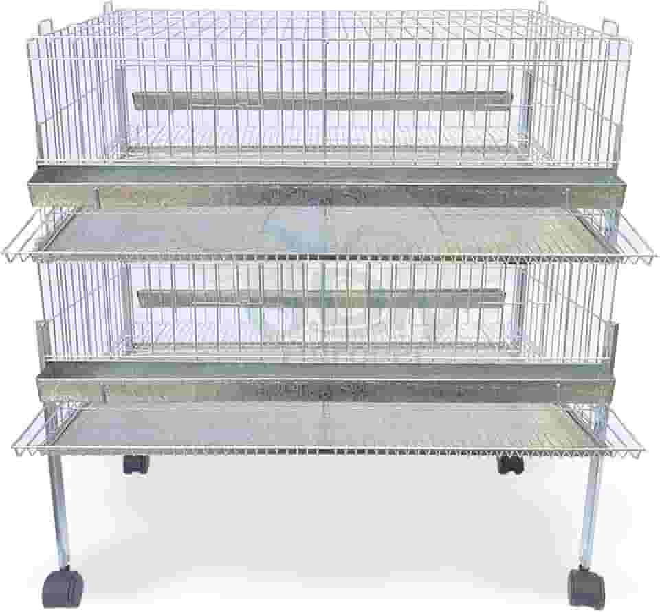 Kit 2 Gaiola Codorna Gigante Postura Viveiro Bandeja 40 Aves Poedeira Bateria (COM BASE)
