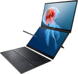 ASUS Notebook Zenbook Duo, tela sensível ao toque OLED WUXGA de 14 polegadas, certificação Intel Evo, CPU Intel Core Ultra 7, Intel Arc Graphics, 16 GB de RAM, SSD de 1 TB, Windows 11, cinza Inkwell,