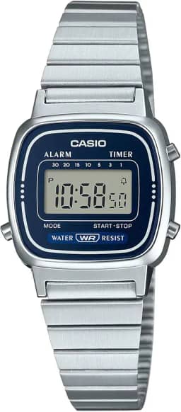 Relógio de Pulso Casio Feminino Vintage Prata Mini LA670WA-2DF.