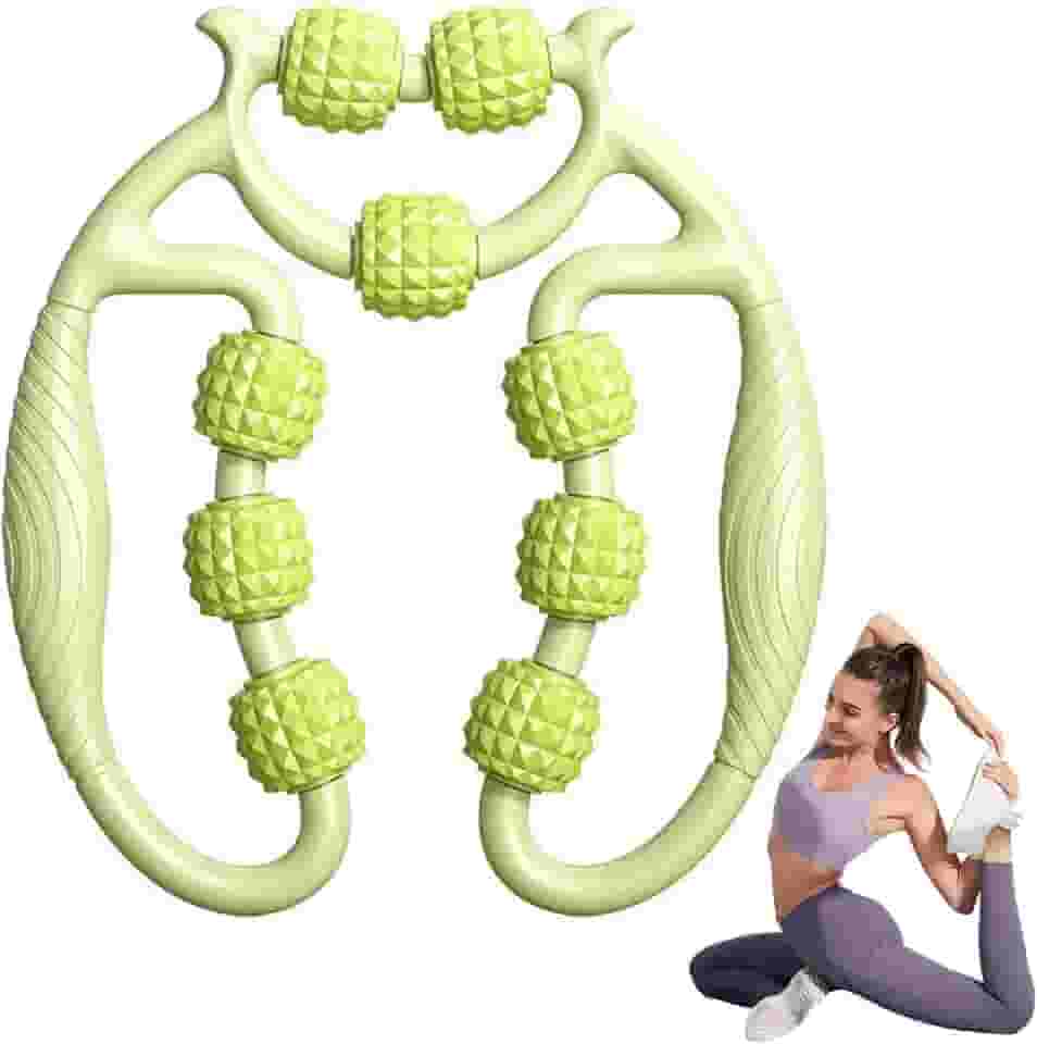 Ferramenta de massagem celulite 9 rodas manual 3D ponto de pressão rolo de massagem nas pernas, multifuncional, ajustável, antiderrapante, massageador de perna para coxas, nádega, pescoço, braço e