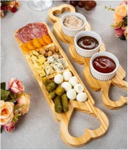 Petisqueira Madeira com Ramequin para Molho Patê Mesa Posta