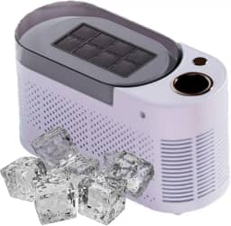 Mini máquina de gelo de bancada portátil 12V, 8 cubos de gelo em 10 minutos, máquina de gelo compacta para casa/carro/viagem, design silencioso e com baixo consumo de energia(Purple)
