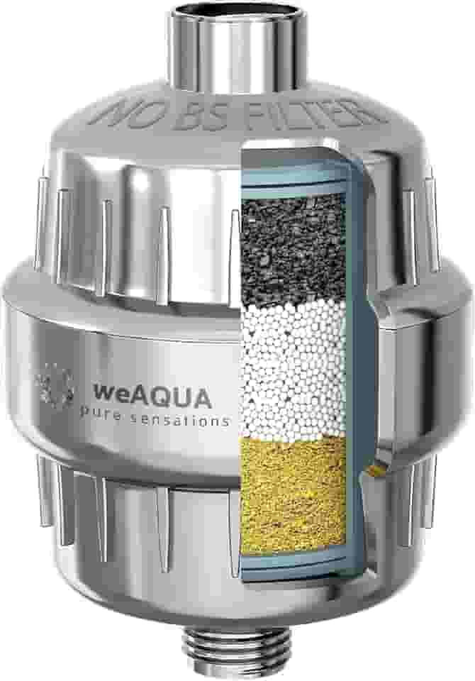 WeAQUA Filtro de chuveiro resistente NO BS – 99% de remoção de água dura, cloro, flúor, metais pesados, micro-vida, orgânicos e mais
