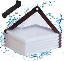 Lonas transparentes à prova d'água 4x8 com ilhós, lona de vinil transparente, resistente, ao ar livre, lona de plástico transparente, cobertura de lona de PVC transparente para pátio, galinheiro,