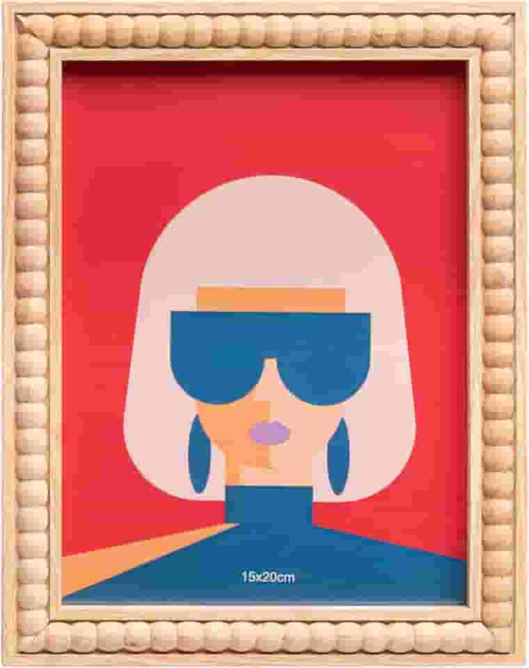 LYOR - Porta-Retrato de Mdf Balls Natural 10cm x 15cm