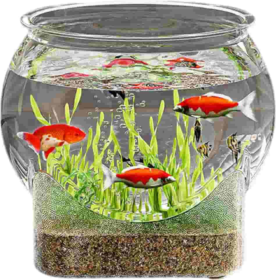 Aquário P-lastic com claridade clara, à prova de estilhaçamento redondo para aquário Betta, decoração de casa, aquário de mesa para peixes Betta/peixe-velho