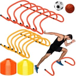 32 peças com obstáculos de treinamento de agilidade, barreiras de treinamento de velocidade, obstáculos e cones marcadores, equipamento agilidade para atletas para futebol, futebol