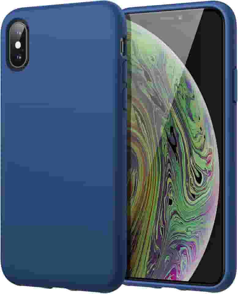 JETech Capa de Silicone para iPhone X/Xs 5,8 Polegadas, Case Protetora para Corpo Inteiro com Toque Suave e Sedoso, Capinha à Prova de Choque com Forro de Microfibra (Cobalto Azul)