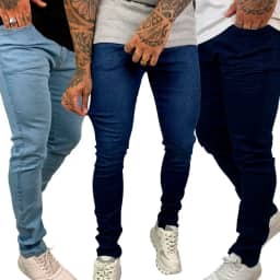 Kit 3 Calça Masculina Jeans Skinny Lisa Com Lycra Básica Cor Sortido Premium Para Dia a Dia