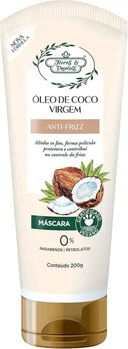 Máscara Óleo de Coco Virgem Anti-Frizz Flores & Vegetais 200g
