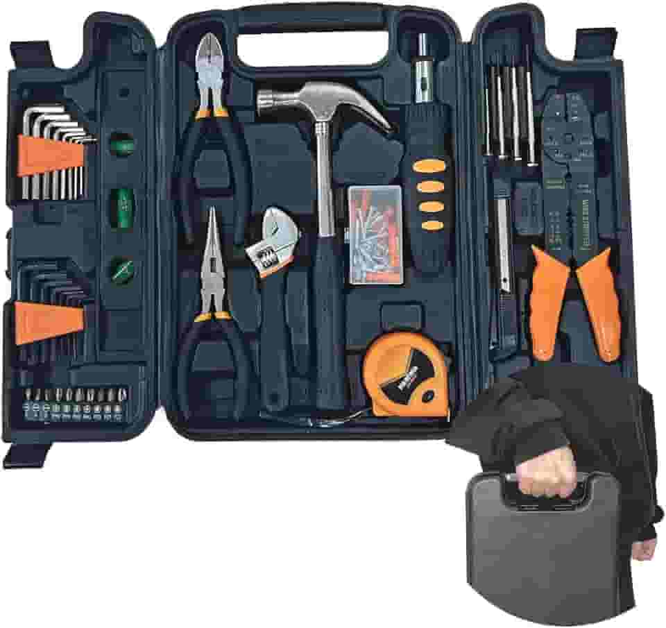 Kit de Ferramentas com 129 Peças, Maleta Profissional com Alicates, Chaves e Acessórios