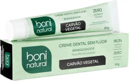 Creme Dental Boni Natural Carvão Ativado Branqueador Com Menta e Carvão Vegetal, Boni Natural, Preto