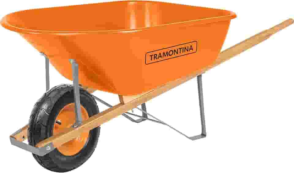 Carrinho De Mão, Caçamba Plástica Extrafunda, 110 L, Braço De Madeira