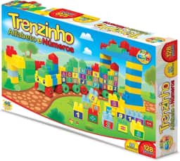 GGB Plast Brinquedo Educativo Trenzinho Alfabeto e Números 128 Peças