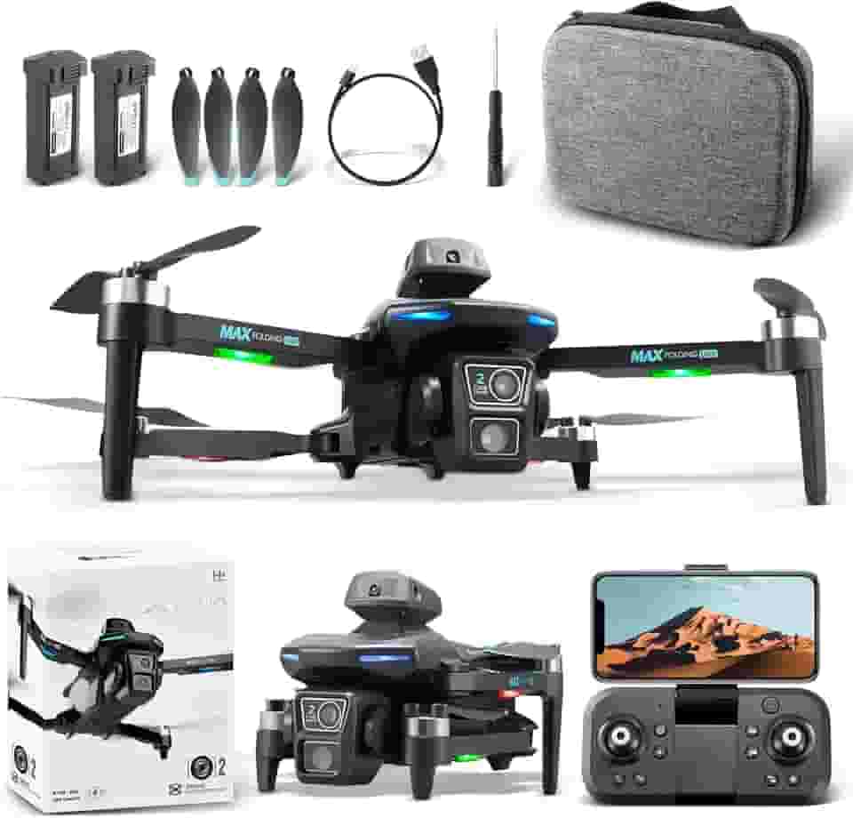 Drone com Câmera 4K, Controle Remoto, Drone MAX com Câmera HD, 90 Minutos de Autonomia, 100m de Alcance Gps Profissional Drone Fpv, Brinquedos Educativos, Dobrável e Portátil (XT606)