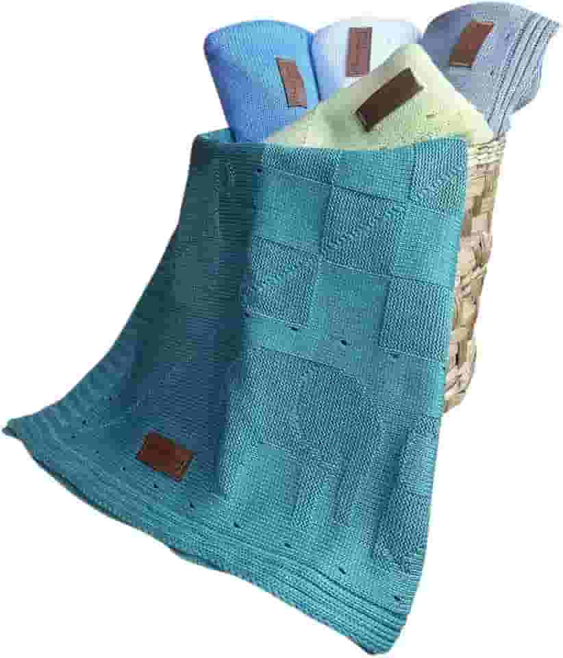 Mantinha de Bebê em Tricô Cobertor Bebe Menino Coberto bebe menina (Verde Maré)