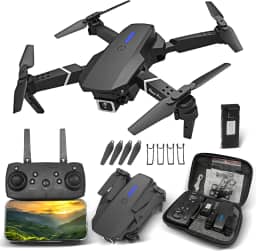 Drone com Câmera 4K, Controle Remoto Drones Profissional Fpv, Bateria 1800mAh Drone Infantil, Brinquedos Educativos, 90 Min Carregamento, com Bolsa de Transporte (E88)