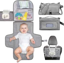 Trocador Portatil Bebe (mais comprido) para meninas e meninos recém-nascidos, Trocador de fralda com bolso para lenços umedecidos
