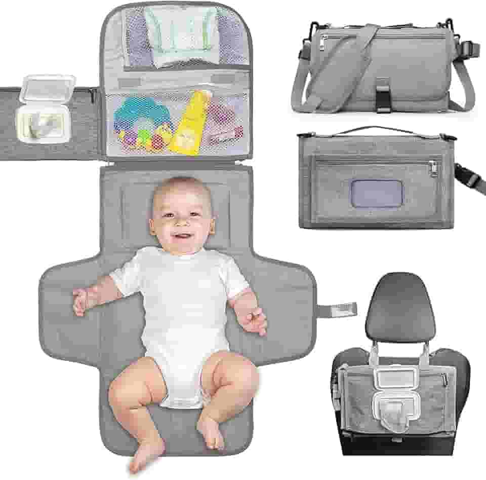 Trocador Portatil Bebe (mais comprido) para meninas e meninos recém-nascidos, Trocador de fralda com bolso para lenços umedecidos