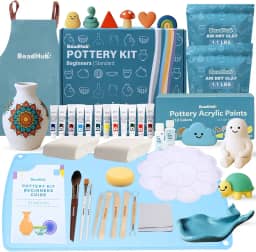 Kit de cerâmica para iniciantes 1 kg de argila seca ao ar livre para adultos com ferramentas de escultura, tinta, esmalte, modelagem de argila seca ao ar, conjunto de escultura e pintura, kits de