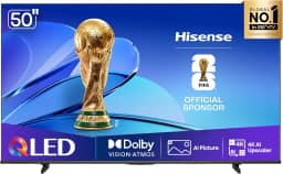 Hisense Smart TV UHD 4K QLED 50' Polegadas 50Q6QV com HDR10+, Dolby Atmos, Sports Mode, Game Mode Plus e Compatível com Alexa