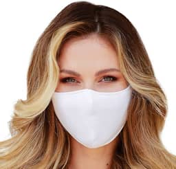 Máscara facial lavável – 3 camadas, camada interna 100% algodão – Tecido reutilizável com bolso para filtro – Feito nos EUA – Adequado para uso interno e externo, S2, Solid White