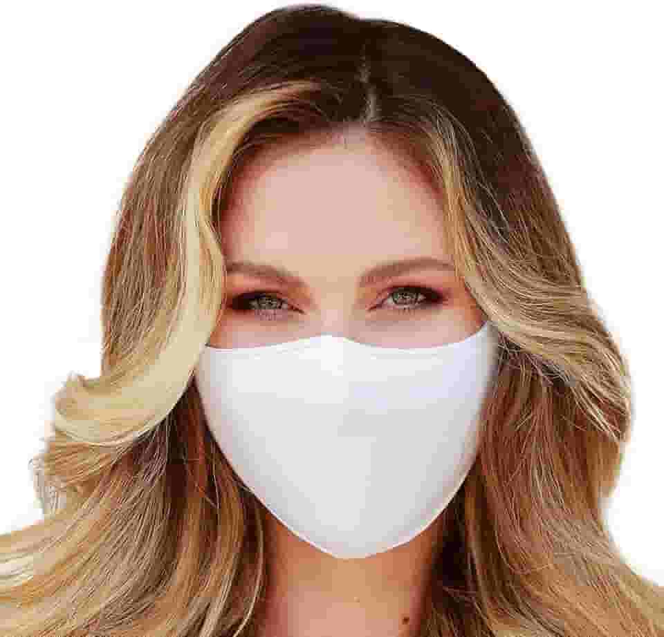 Máscara facial lavável – 3 camadas, camada interna 100% algodão – Tecido reutilizável com bolso para filtro – Feito nos EUA – Adequado para uso interno e externo, S2, Solid White