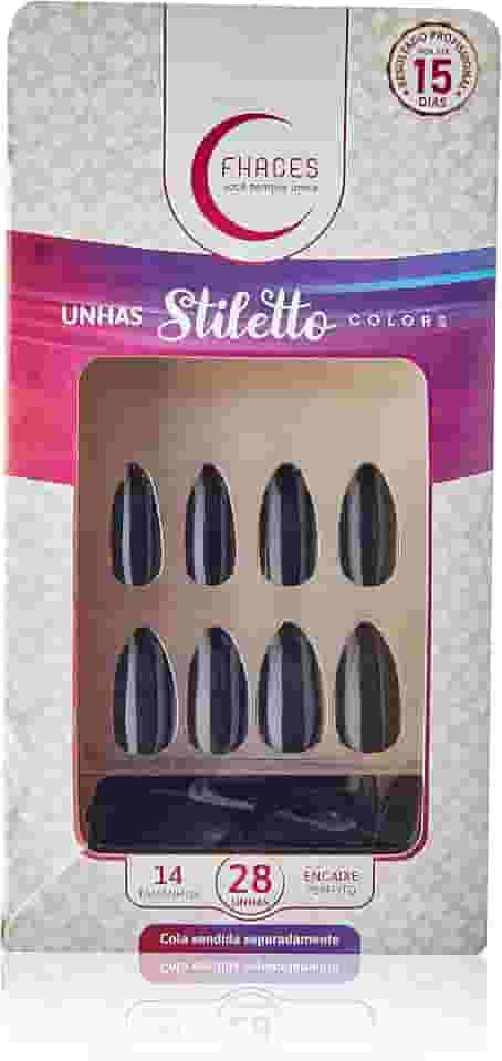 Fhaces Unhas Stiletto Colors Com28 Universo Black