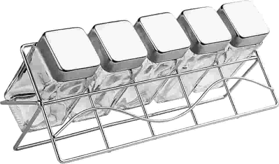 Euro Home - Porta Condimentos de Vidro com Suporte 6 Peças - VDR0429