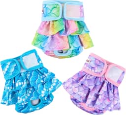 Fuz Bigaza Fraldas para Cães Femininas(Pacote com 3) Fraldas Reutilizáveis para Cadelas, Calcinha Lavável para Cães, Saia de Fralda para Cães No Cio, Menstruação, Incontinência Ou Micção Excitável(Peq