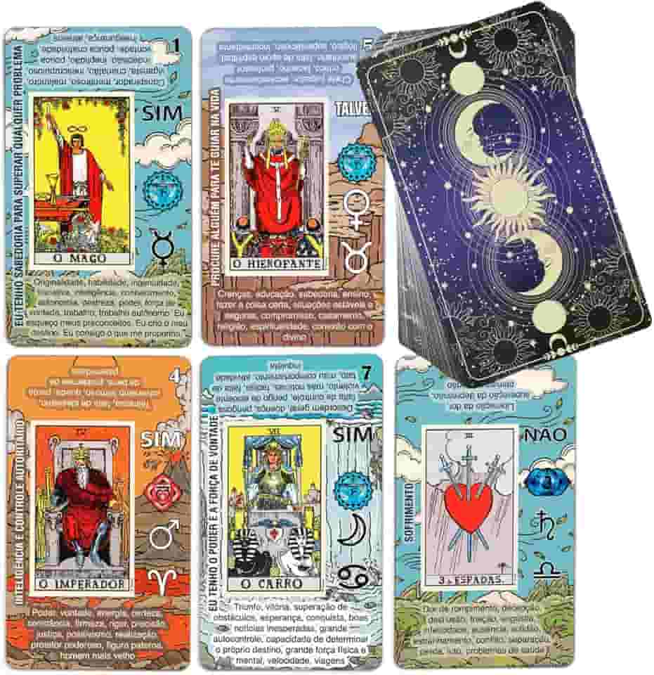 Tarô Fácil - Aprender Cartas de Tarô, Cartas de Tarô para Iniciantes, Baralho de Tarô de Leitura Fácil e Rápida com Significados em Português