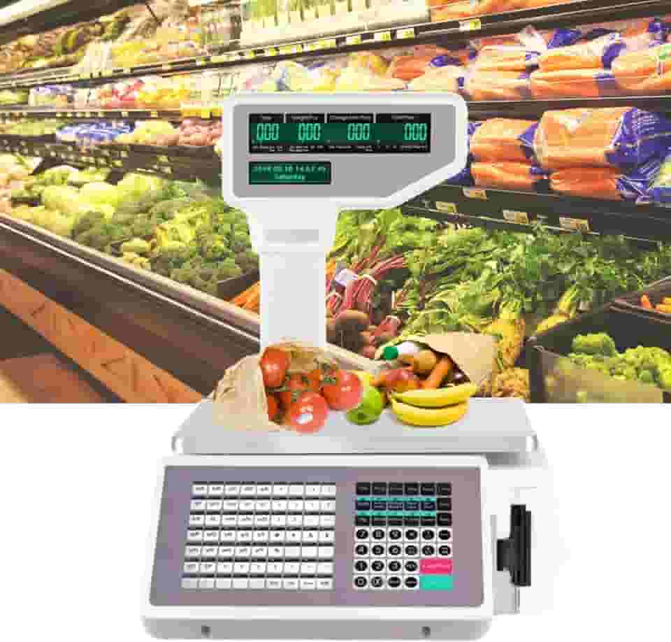BalançA Digital Comercial, BalançA De ImpressãO De Etiquetas, BalançA EletrôNica De Caixa Registradora De Frutas De Supermercado Com Impressora De Etiquetas, Capacidade De 30 Kg