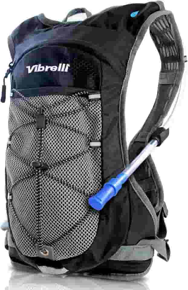 Vibrelli Mochila de hidratação Vibrelli e bexiga de hidratação de 2 litros – Válvula de mordida de alto fluxo – Pacote de hidratação para ciclismo, corrida, caminhada
