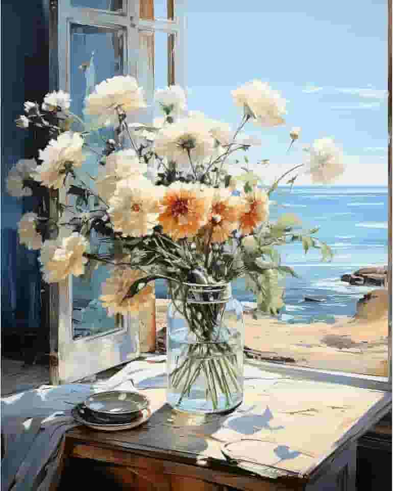 PRASIO Kit de pintura por números para adultos iniciantes, kits de pintura de flores por números em tela, pintura a óleo acrílica DIY por número para adultos para decoração de casa, presente 40,6 x