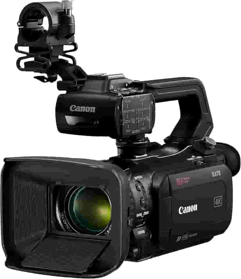 Canon Câmera de vídeo profissional XA75, vídeo UHD 4K para gravar, transmitir, lente de zoom óptico de 15x, terminal SDI e XLR 3G, preta