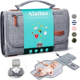 Alatino Trocador de fraldas portátil para bebê, trocador removível de viagem com bolso para lenços umedecidos, presentes para chá de bebê, meninas e meninos recém-nascidos (cinza)