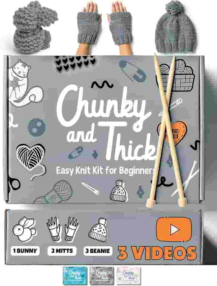 Kit completo de tricô para iniciantes - Kit de aprender a tricotar com acessórios de tricô, como fio grosso para iniciantes em cinza, agulhas de bambu para iniciantes e muito mais - Inclui tutoriais