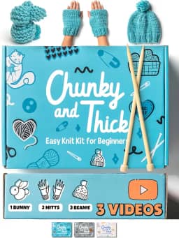 Kit completo de tricô para iniciantes - Kit de aprender a tricotar com acessórios de tricô como fio grosso para iniciantes, agulhas de bambu para iniciantes e muito mais - Inclui tutoriais em vídeo e