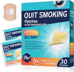 Adesivos para parar de fumar, adesivos Step 1 Stop Smoking Aids, adesivos de 21 mg para parar de fumar que funcionam com 2 semanas, 30 unidades para ajudar a parar de fumar, anti-adesivos