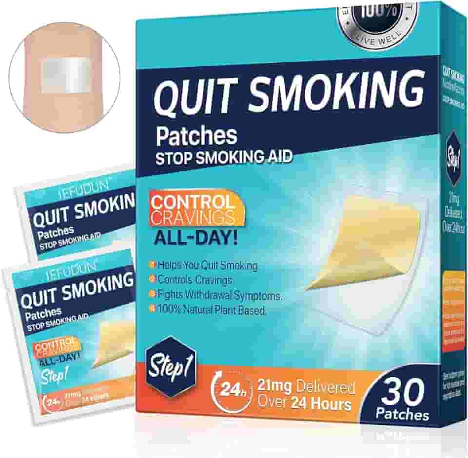 Adesivos para parar de fumar, adesivos Step 1 Stop Smoking Aids, adesivos de 21 mg para parar de fumar que funcionam com 2 semanas, 30 unidades para ajudar a parar de fumar, anti-adesivos